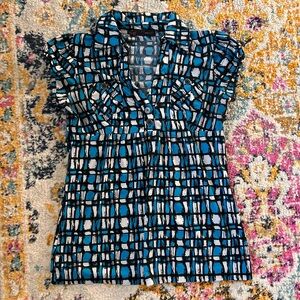 Y2K Heart Soul Black White Blue Short Sleeve Blouse